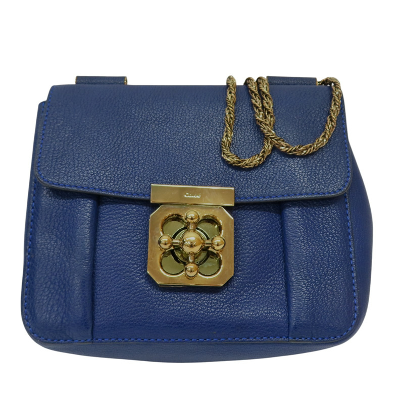 藍色牛皮 Elsie 鍊帶肩背包【Chloe 克羅伊】-0