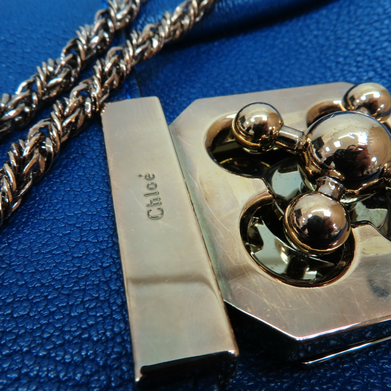 藍色牛皮 Elsie 鍊帶肩背包【Chloe 克羅伊】-14