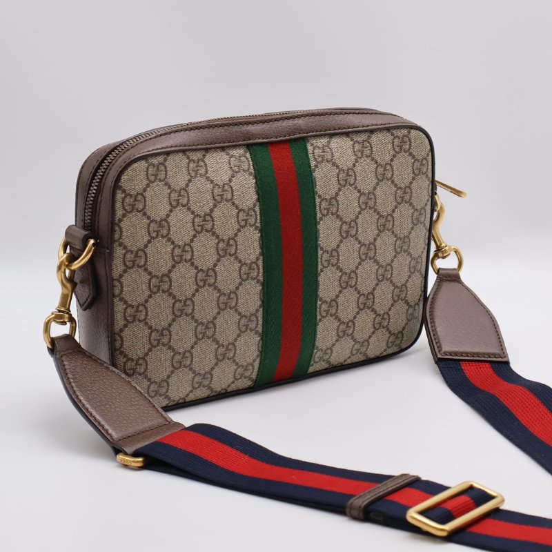 GUCCI Ophidia紅綠織帶老花相機包-1