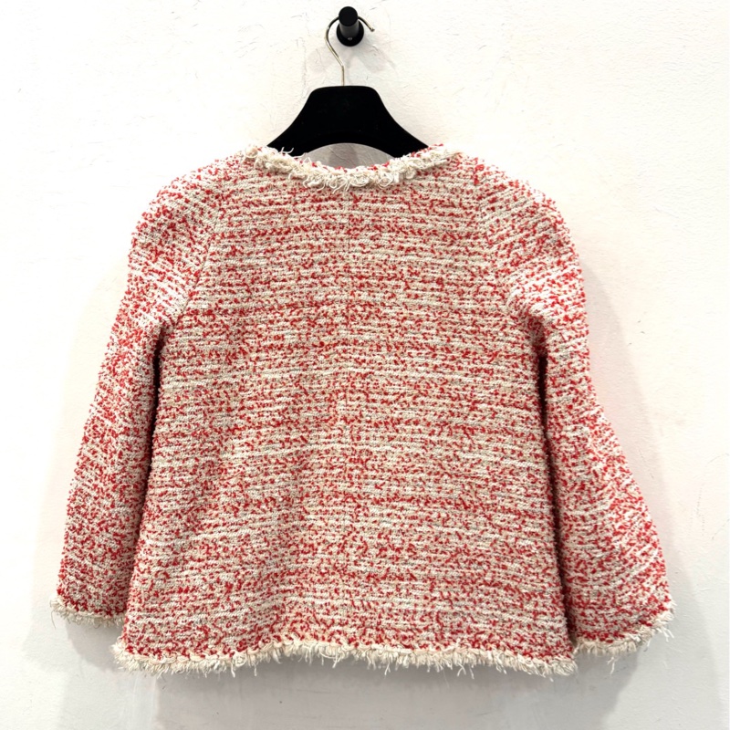 99新Chanel香奈兒 紅白拼色粗花呢針織女款夾克外套 36碼-1