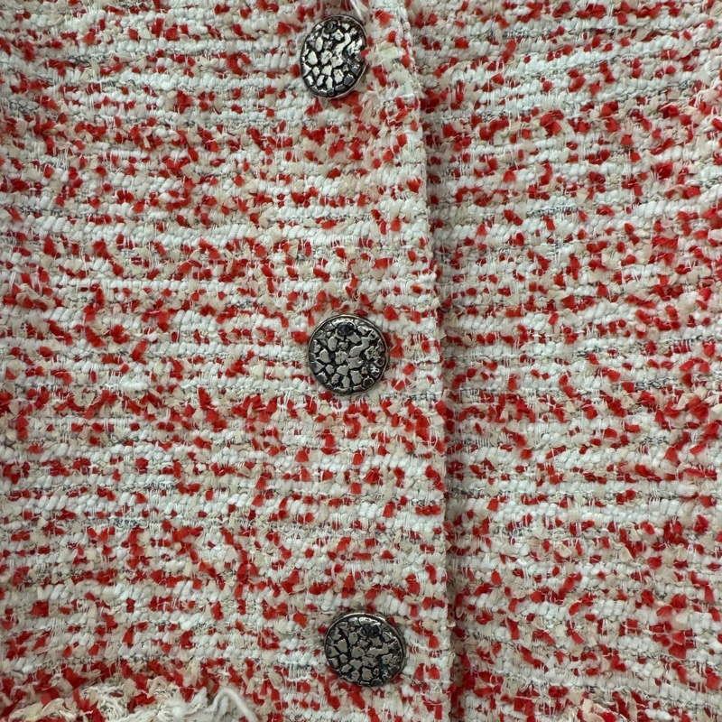 99新Chanel香奈兒 紅白拼色粗花呢針織女款夾克外套 36碼-4