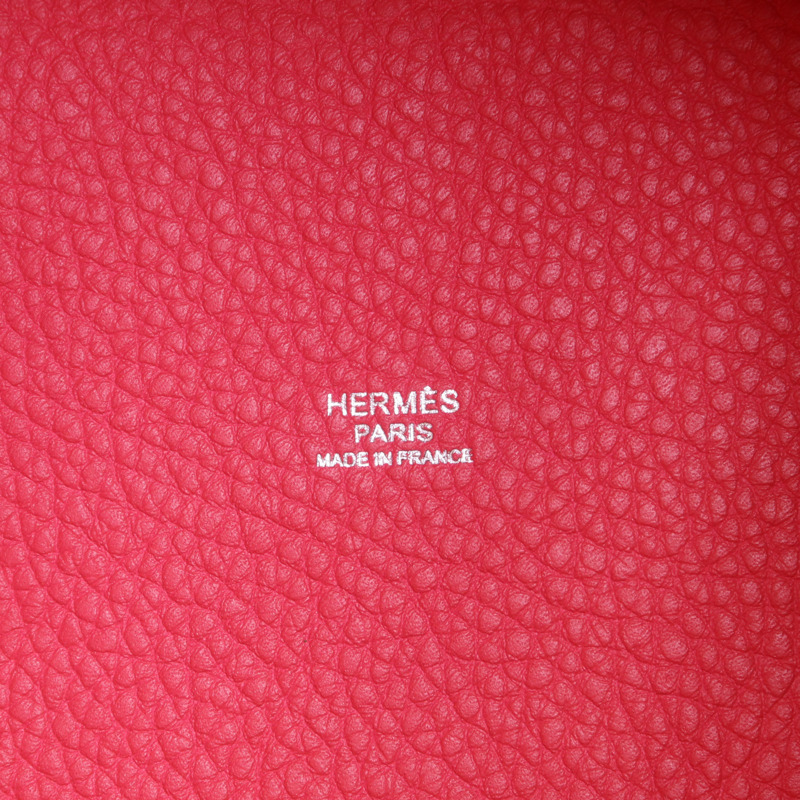 HERMES Clemence皮革Picotin PM銀扣手挽袋Rose Extreme-6