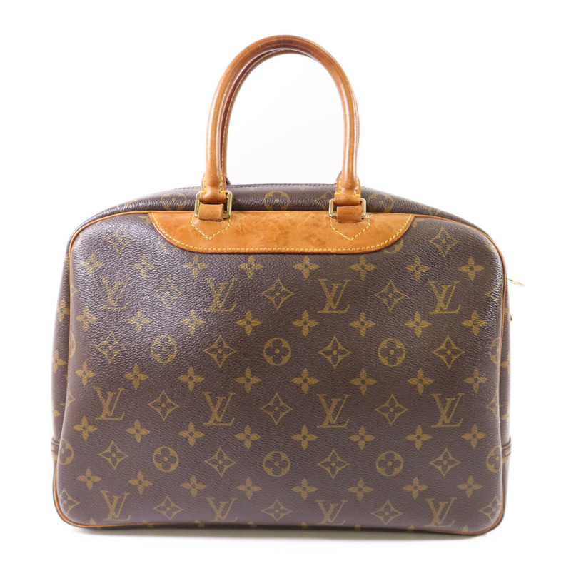 LOUIS VUITTON Monogram Deauville金扣手挽袋棕色-1