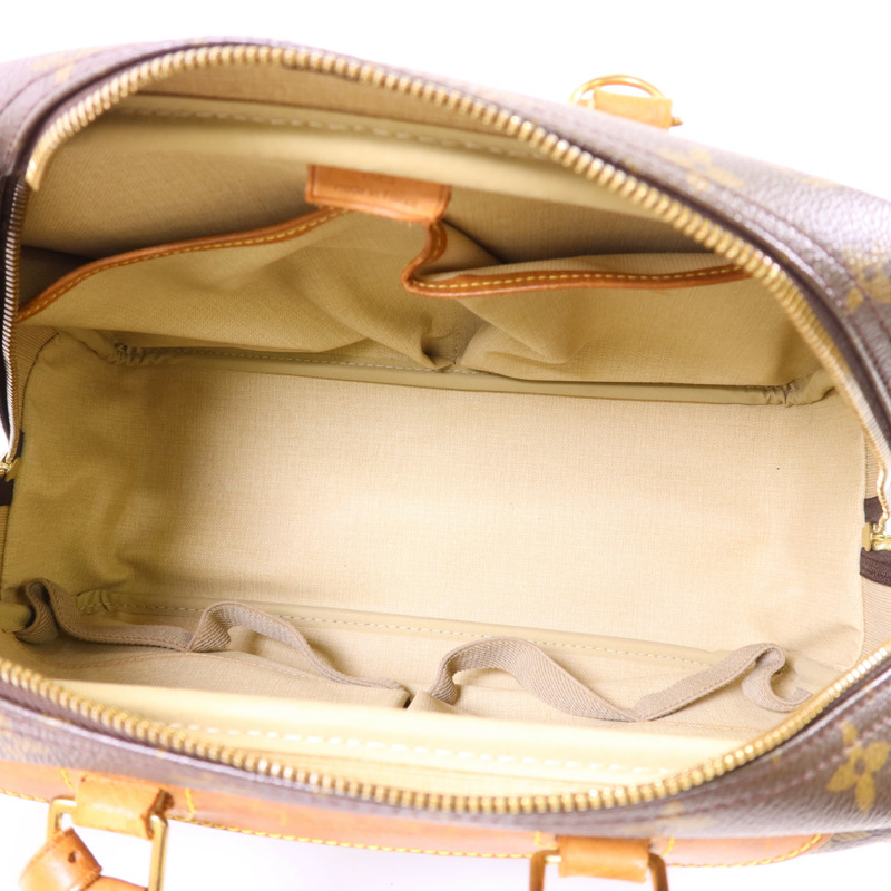 LOUIS VUITTON Monogram Deauville金扣手挽袋棕色-5