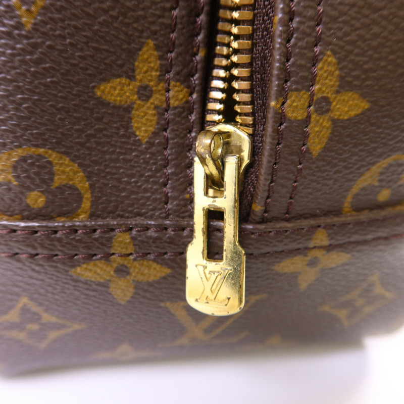 LOUIS VUITTON Monogram Deauville金扣手挽袋棕色-8