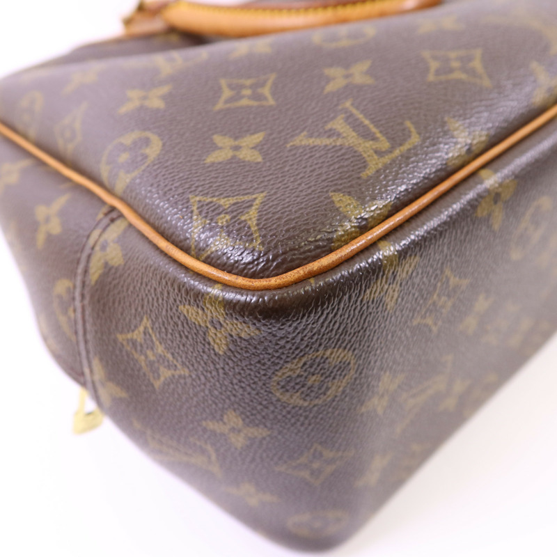 LOUIS VUITTON Monogram Deauville金扣手挽袋棕色-15