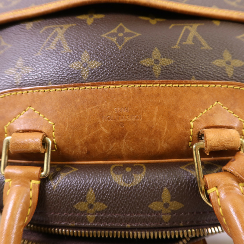 LOUIS VUITTON Monogram Deauville金扣手挽袋棕色-17