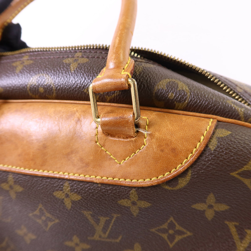 LOUIS VUITTON Monogram Deauville金扣手挽袋棕色-19