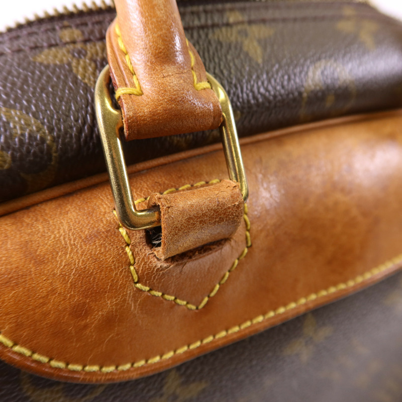 LOUIS VUITTON Monogram Deauville金扣手挽袋棕色-21