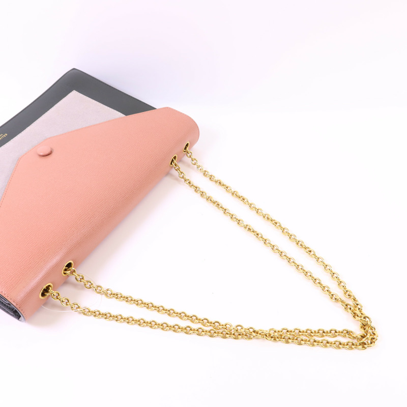 CELINE 牛皮皮革Envelope Shoulder Bag金扣鏈帶肩背袋-4