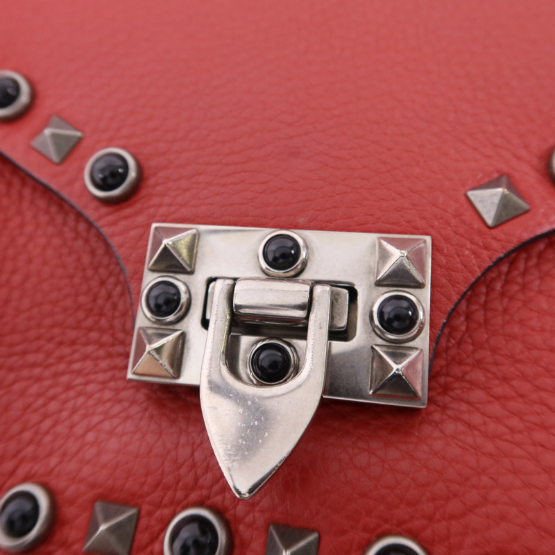 Valentino 牛皮皮革Shoulder Bag銀扣肩背袋-8