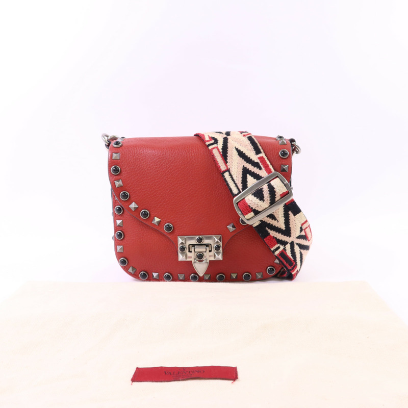 Valentino 牛皮皮革Shoulder Bag銀扣肩背袋-17