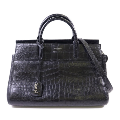 YVES SAINT LAURENT 牛皮皮革Cabas Rive Gauche銀扣手挽肩背兩用袋