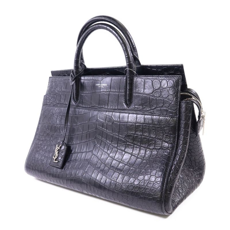 YVES SAINT LAURENT 牛皮皮革Cabas Rive Gauche銀扣手挽肩背兩用袋-1
