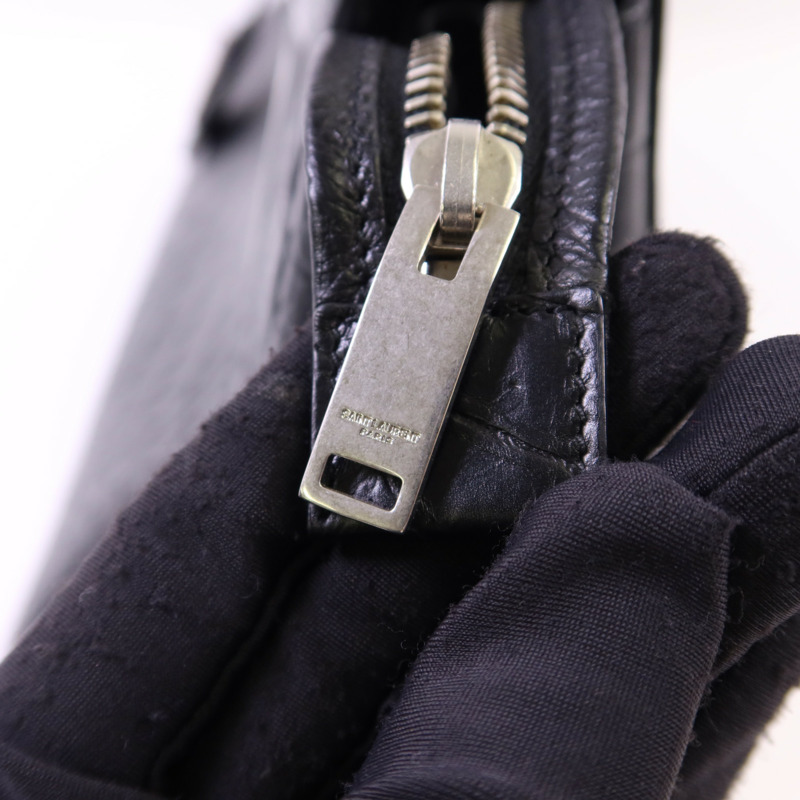 YVES SAINT LAURENT 牛皮皮革Cabas Rive Gauche銀扣手挽肩背兩用袋-9