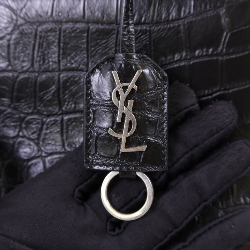 YVES SAINT LAURENT 牛皮皮革Cabas Rive Gauche銀扣手挽肩背兩用袋-11