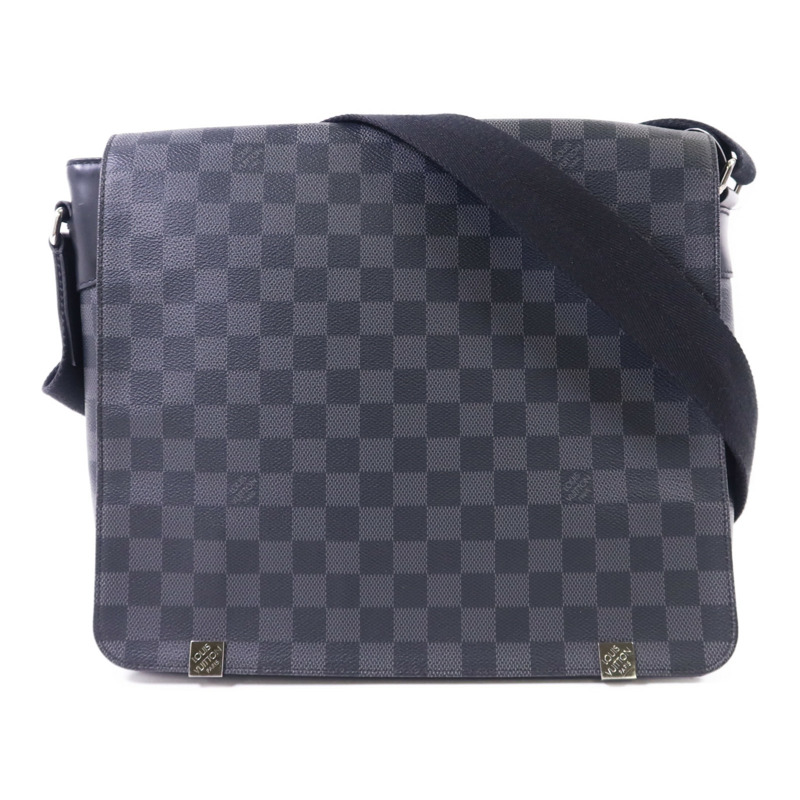 LOUIS VUITTON Damier Graphite District MM銀扣肩背袋-0