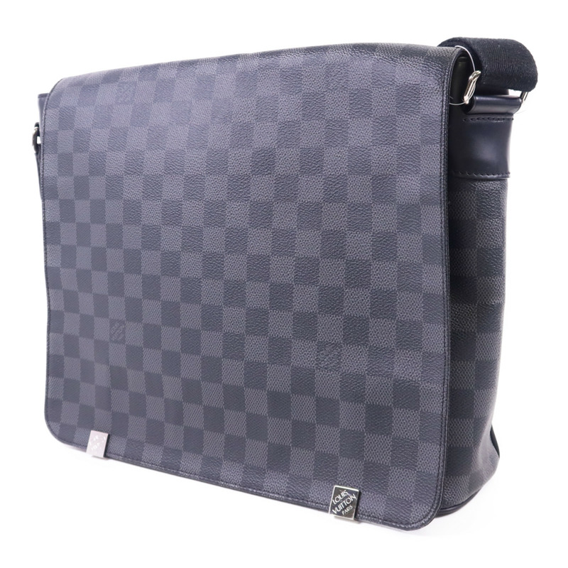 LOUIS VUITTON Damier Graphite District MM銀扣肩背袋-2