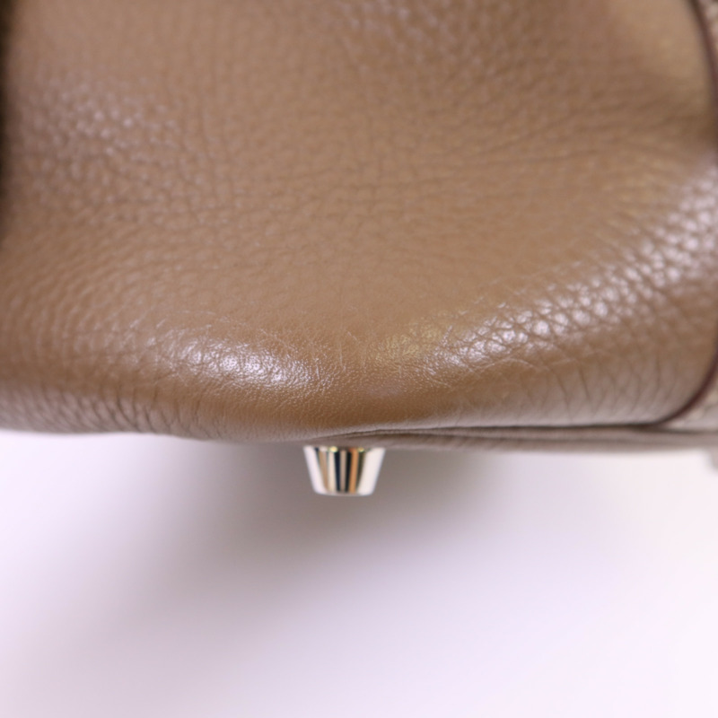 HERMES Clemence皮革Picotin PM銀扣手挽袋Etoupe-11