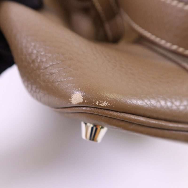 HERMES Clemence皮革Picotin PM銀扣手挽袋Etoupe-13