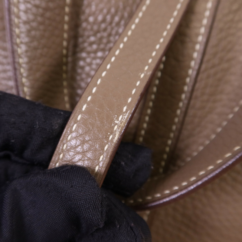 HERMES Clemence皮革Picotin PM銀扣手挽袋Etoupe-15