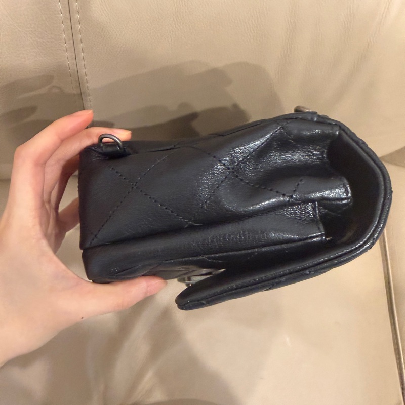 絕版款🈶購證❤️ 香奈兒 #黑銀 #cf25 雙鏈條 流浪 #鎖頭包-12