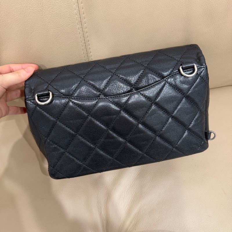 絕版款🈶購證❤️ 香奈兒 #黑銀 #cf25 雙鏈條 流浪 #鎖頭包-14