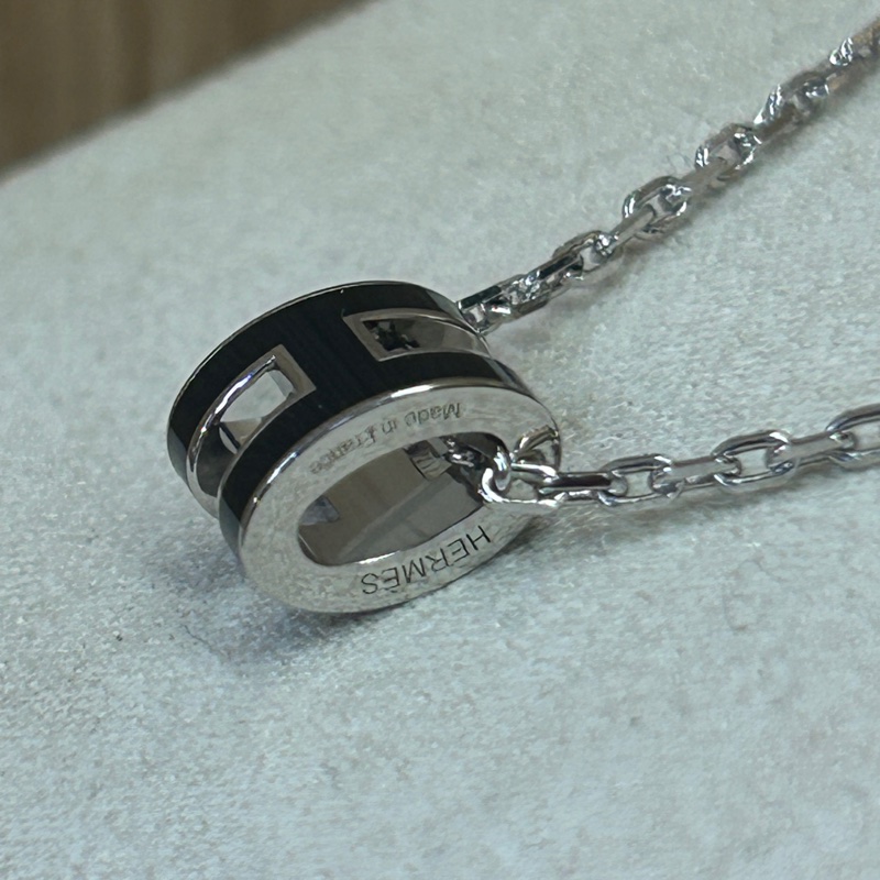 Hermes 銀鍊黑H mini pop H項鍊-1