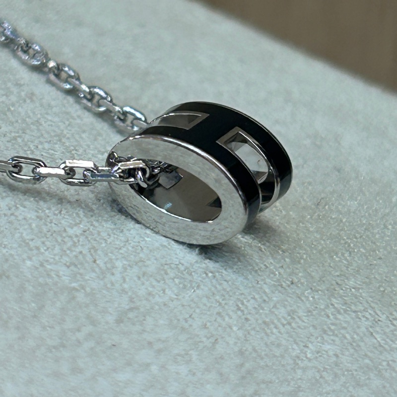 Hermes 銀鍊黑H mini pop H項鍊-2