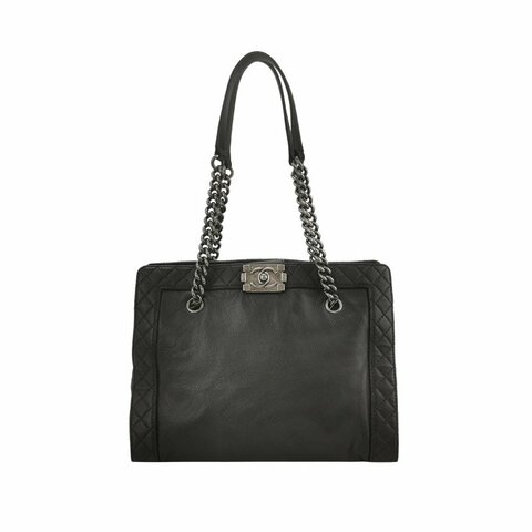 Chanel Boy Bag牛皮純色菱格絎縫方形雙C鎖扣單肩包