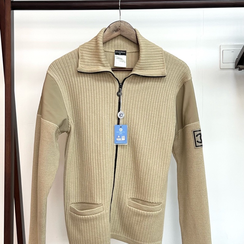 Chanel香奈儿 运动系列方标羊毛针织拉链开衫外套-6