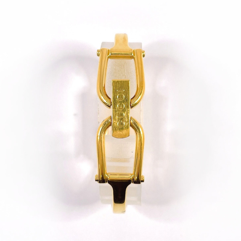 GUCCI 1500L 女士腕錶，不鏽鋼/不鏽鋼錶殼，金色錶帶，石英機芯，黑色錶盤-2