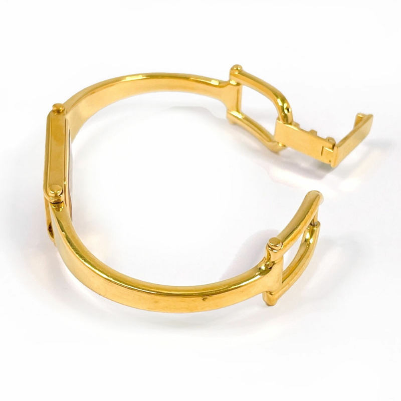 GUCCI 1500L 女士腕錶，不鏽鋼/不鏽鋼錶殼，金色錶帶，石英機芯，黑色錶盤-4