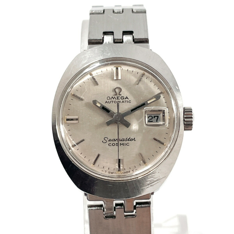 歐米茄海馬系列 Cosmic Ladymatic 女士腕錶，精鋼/精鋼材質，銀色錶殼，手動上鍊，銀色錶盤-0