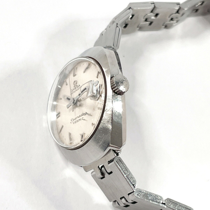 歐米茄海馬系列 Cosmic Ladymatic 女士腕錶，精鋼/精鋼材質，銀色錶殼，手動上鍊，銀色錶盤-6