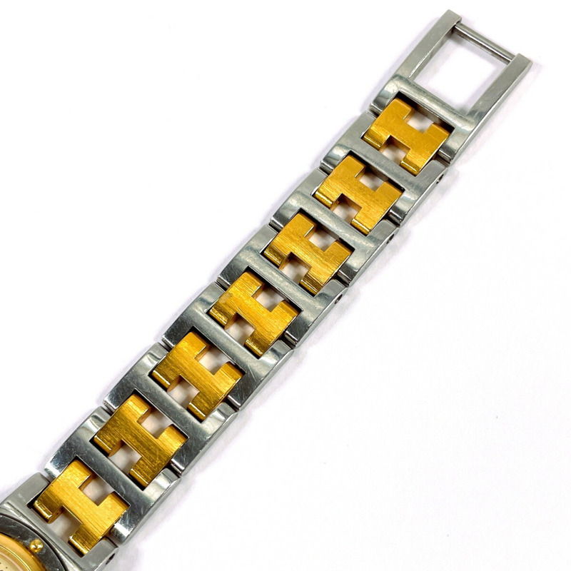 愛馬仕 Clipper 系列腕錶,不鏽鋼/鍍金銀色錶殼,銀色石英機芯,米色錶盤,女士款-4