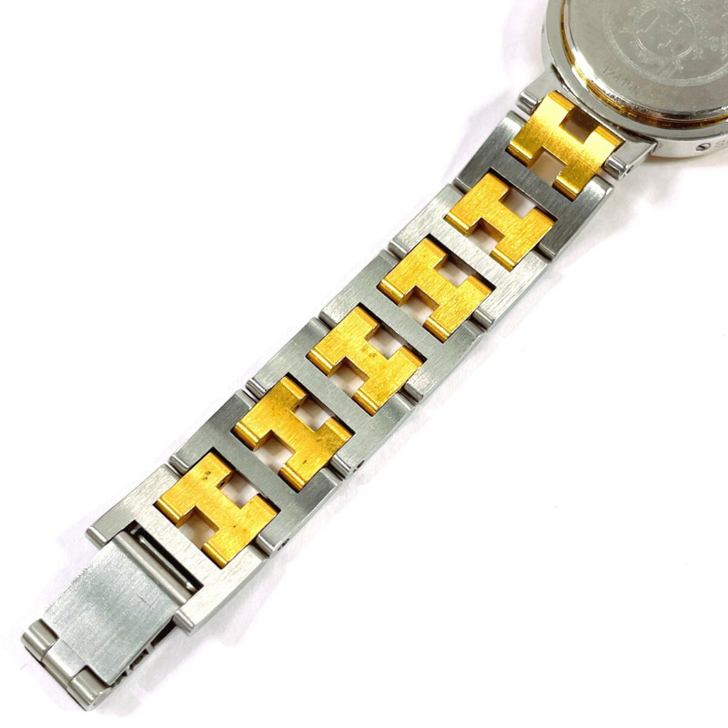 愛馬仕 Clipper 系列腕錶,不鏽鋼/鍍金銀色錶殼,銀色石英機芯,米色錶盤,女士款-7