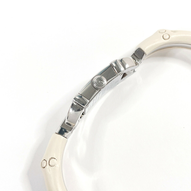 GUCCI 竹節手環腕錶 6800L，不鏽鋼/不鏽鋼，銀色，石英機芯，白色錶盤，女款-7