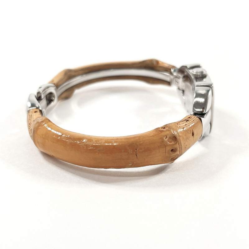 GUCCI 竹節手環腕錶 6800L，不鏽鋼/不鏽鋼，銀色，石英機芯，黑色錶盤，女士款-4