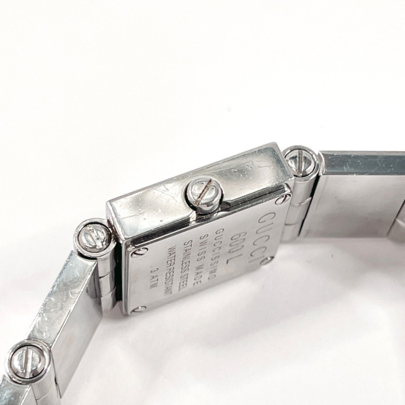 GUCCI 600L 女士腕錶，不鏽鋼/不鏽鋼錶殼，銀色，石英機芯，黑色錶盤-7