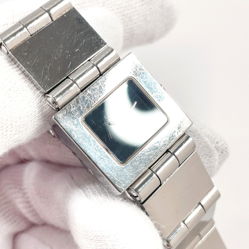 GUCCI 600L 女士腕錶，不鏽鋼/不鏽鋼錶殼，銀色，石英機芯，黑色錶盤-9