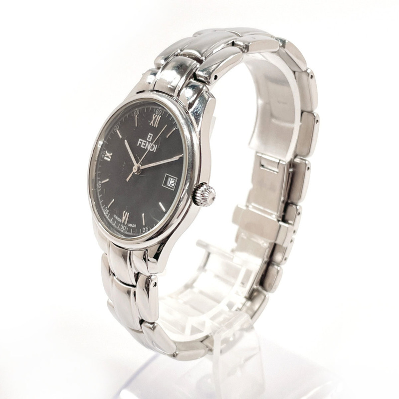 FENDI Horology 210G 男錶，不鏽鋼/不鏽鋼錶殼，銀色石英機芯，黑色錶盤-1