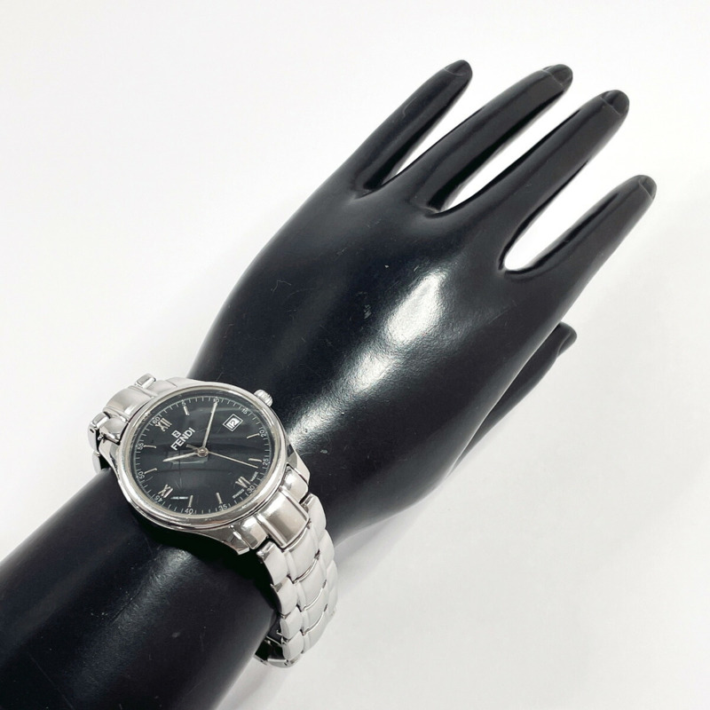 FENDI Horology 210G 男錶，不鏽鋼/不鏽鋼錶殼，銀色石英機芯，黑色錶盤-8