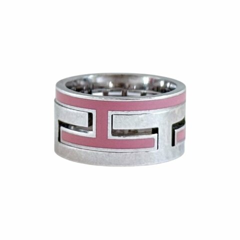 HERMES Move H 琺瑯拼純銀 戒指