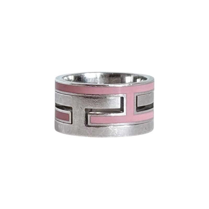 HERMES Move H 琺瑯拼純銀 戒指-2