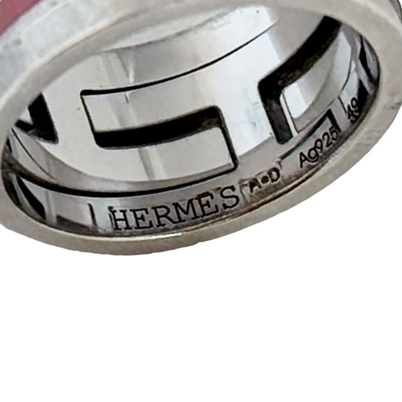 HERMES Move H 琺瑯拼純銀 戒指-9