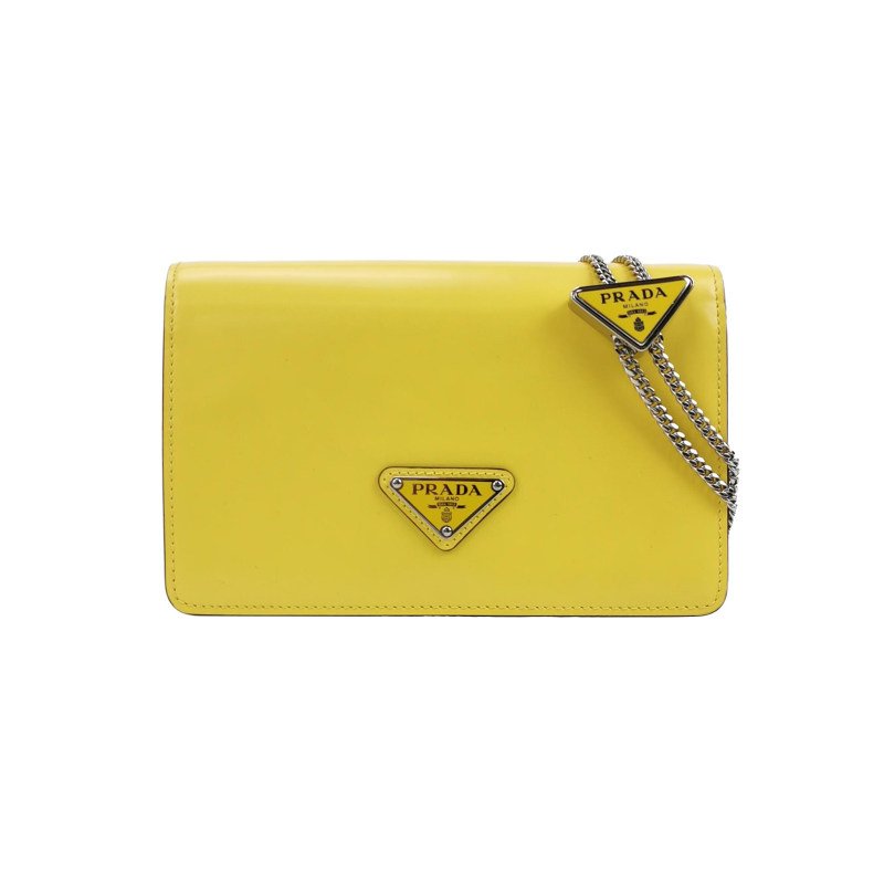 Prada牛皮純色三角徽標單肩包-0