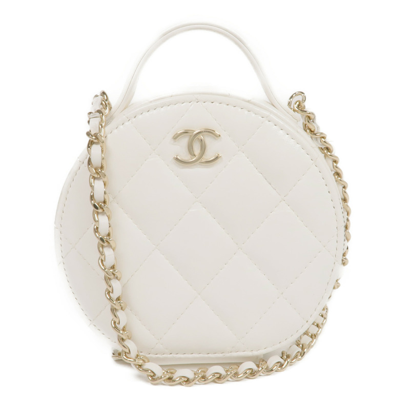 CHANEL 羊皮皮革2 Way Shoulder金扣手挽肩背兩用袋-0