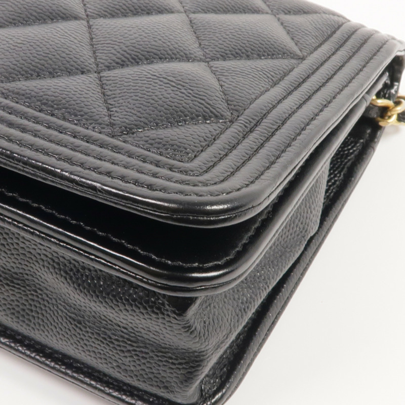 CHANEL 牛皮皮革WOC Wallet On Chain金扣鏈帶肩背袋-5