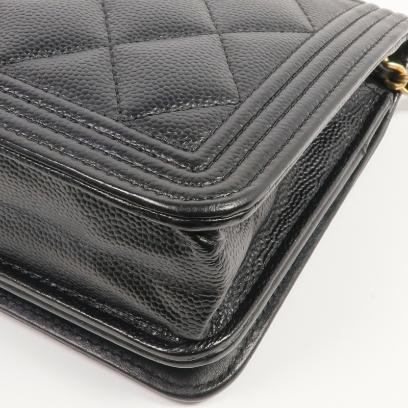 CHANEL 牛皮皮革WOC Wallet On Chain金扣鏈帶肩背袋-7